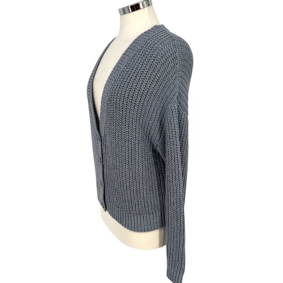 Le Lis V-Neck Knit Button-up Cardigan Sweater Blue Gray Size Small - Picture 6 of 12